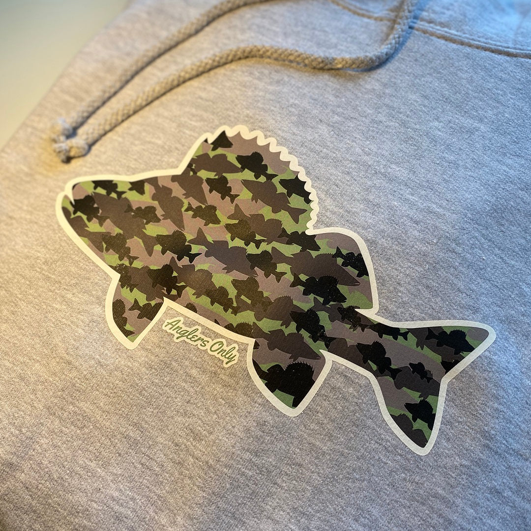 Perch Camo' Hoodie - Heather Grey, Fishing Hoodies